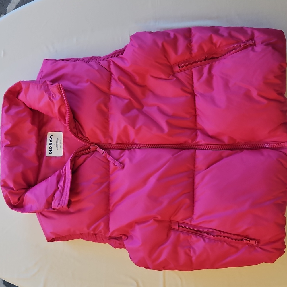Old Navy Women's Bright Pink Puffer Vest Size Small.